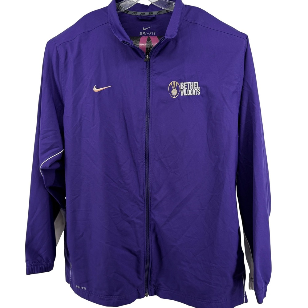 Nike Dri-FIT Bethel Wildcats Track Jacket Mens 3XL Purple Full Zip Embroidered